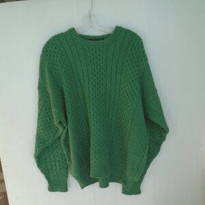 vintage Gaeltarra Ireland Mens Cable Knit Sweater Size 46 Green